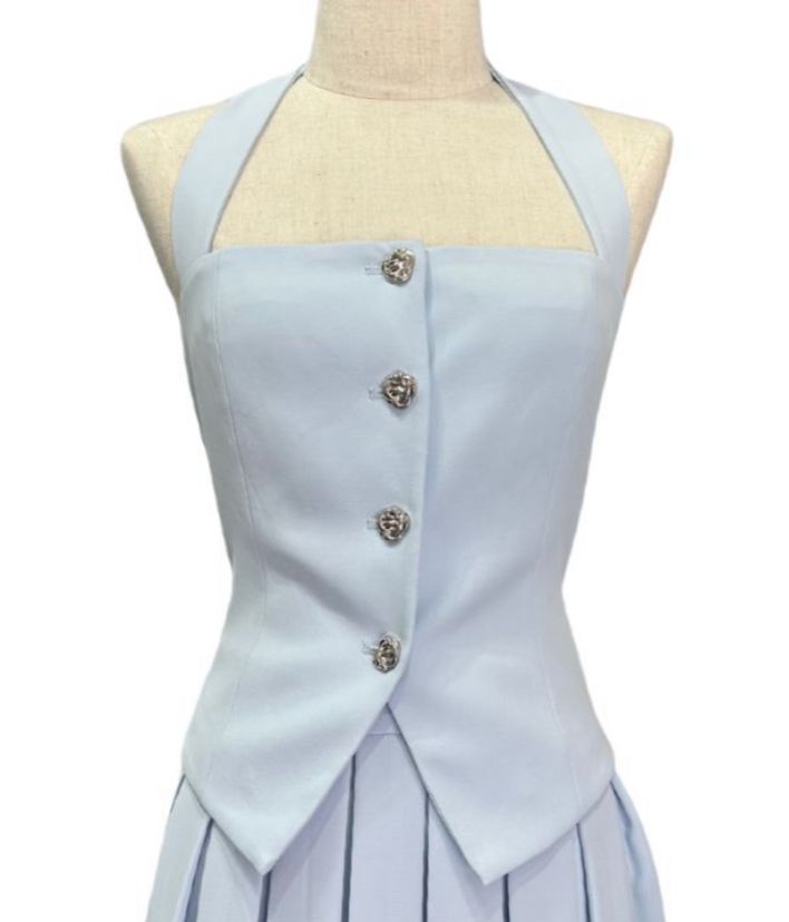 Belle Halter Button Top